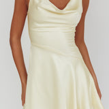 Brigid Cowl Neck Scoop Back Mini Dress Butter