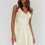 Brigid Cowl Neck Scoop Back Mini Dress Butter
