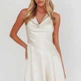 Brigid Cowl Neck Scoop Back Mini Dress Ivory