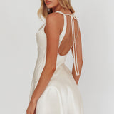 Brigid Cowl Neck Scoop Back Mini Dress Ivory