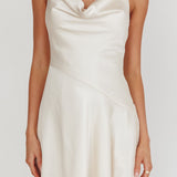 Brigid Cowl Neck Scoop Back Mini Dress Ivory