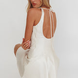 Brigid Cowl Neck Scoop Back Mini Dress Ivory