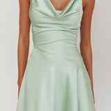 Brigid Cowl Neck Scoop Back Mini Dress Mint