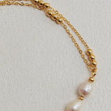 Polaris Freshwater Pearl Double Chain Bracelet Gold