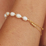 Polaris Freshwater Pearl Double Chain Bracelet Gold