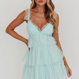 Sorbet Sky Tiered Tulle Mini Dress Mint