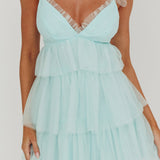 Sorbet Sky Tiered Tulle Mini Dress Mint