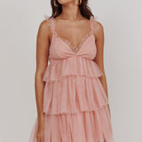 Sorbet Sky Tiered Tulle Mini Dress Pink