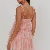 Sorbet Sky Tiered Tulle Mini Dress Pink