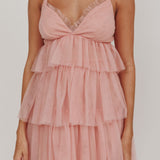 Sorbet Sky Tiered Tulle Mini Dress Pink