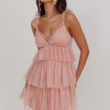 Sorbet Sky Tiered Tulle Mini Dress Pink