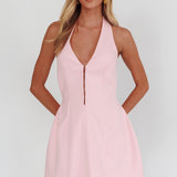 Elisabet Halter Neck Mini Dress Pink