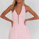 Elisabet Halter Neck Mini Dress Pink