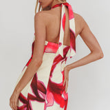 Elisabet Halter Neck Mini Dress Print Red
