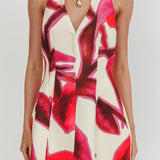 Elisabet Halter Neck Mini Dress Print Red