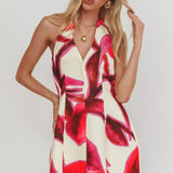 Elisabet Halter Neck Mini Dress Print Red