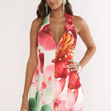 Elisabet Halter Neck Mini Dress Print Floral