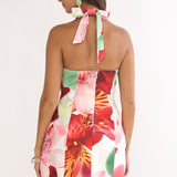 Elisabet Halter Neck Mini Dress Print Floral
