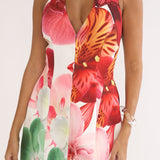 Elisabet Halter Neck Mini Dress Print Floral
