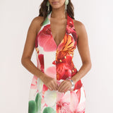 Elisabet Halter Neck Mini Dress Print Floral
