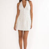 Elisabet Halter Neck Mini Dress Polka Dot White