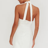 Elisabet Halter Neck Mini Dress Off White