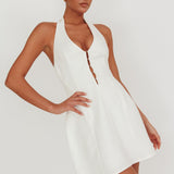 Elisabet Halter Neck Mini Dress Off White