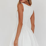 Like Art Square Neck Bubble Mini Dress White