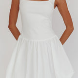 Like Art Square Neck Bubble Mini Dress White