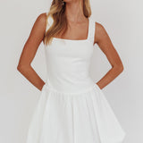Like Art Square Neck Bubble Mini Dress White