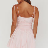 Like Art Tied Shoulder Bubble Mini Dress Pink