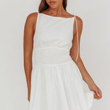 Like Art Tied Shoulder Bubble Mini Dress White