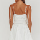 Like Art Tied Shoulder Bubble Mini Dress White