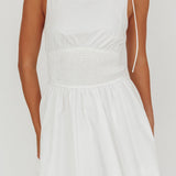 Like Art Tied Shoulder Bubble Mini Dress White