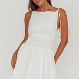 Like Art Tied Shoulder Bubble Mini Dress White