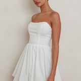 Like Art Strapless Bubble Mini Dress Off White