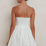 Like Art Strapless Bubble Mini Dress Off White