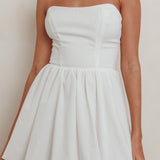 Like Art Strapless Bubble Mini Dress Off White