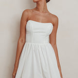 Like Art Strapless Bubble Mini Dress Off White