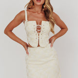 High Street Jacquard Mini Skirt Bow Butter