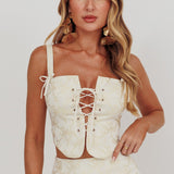 High Street Jacquard Corset Top Bow Butter
