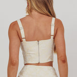 High Street Jacquard Corset Top Bow Butter