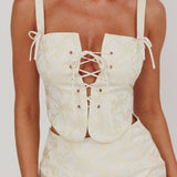 High Street Jacquard Corset Top Bow Butter