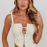 High Street Jacquard Corset Top Bow Butter