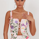 High Street Jacquard Corset Top Floral Multi