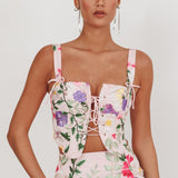 High Street Jacquard Corset Top Floral Multi