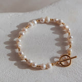 Alexander Freshwater Pearl Toggle Clasp Bracelet Gold
