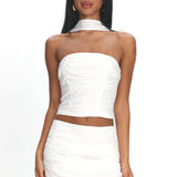 Charise Ruched Mini Skirt Ivory