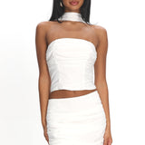 Charise Ruched Mini Skirt Ivory