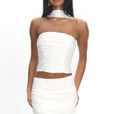 Charise Strapless Neck Tie Top Ivory